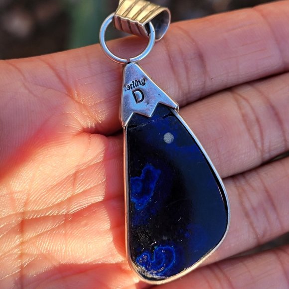 Amazing large azurmalachite Native American handmade 925 sterling silver pendant - Picture 4 of 16